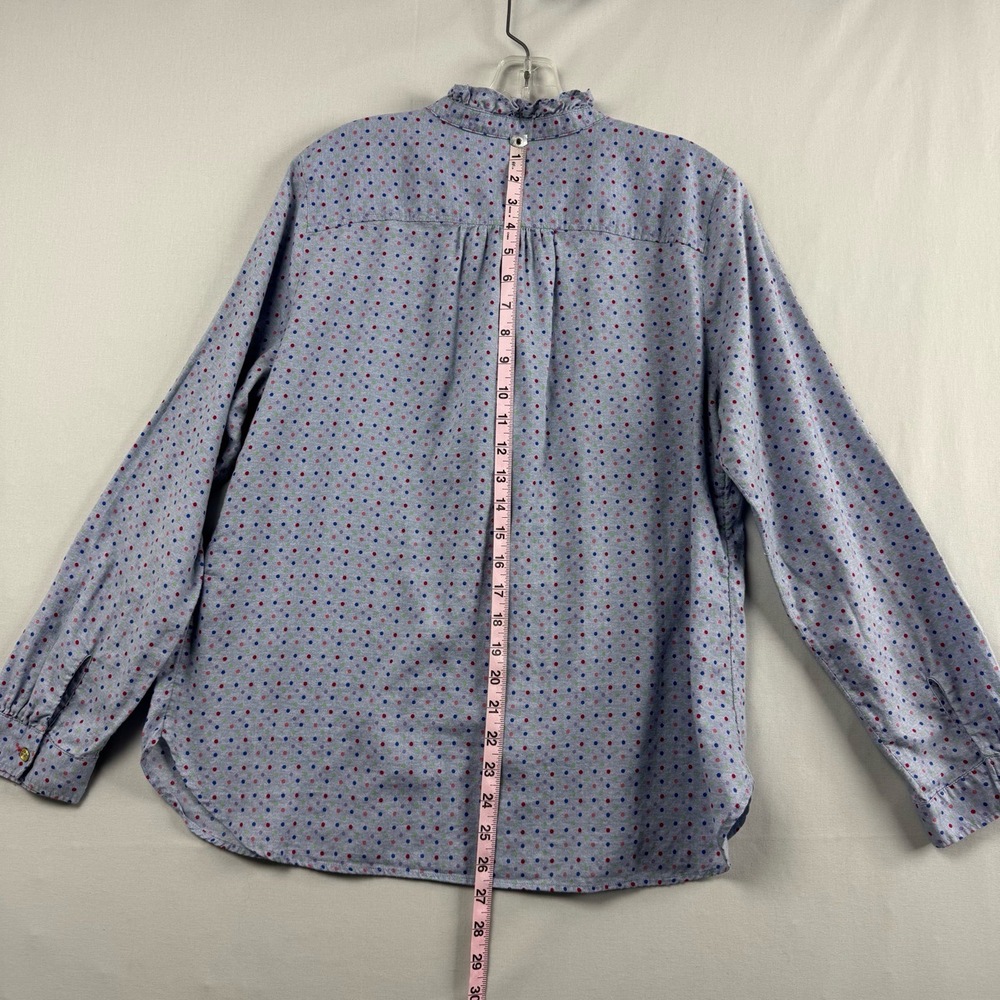 Talbots Top Womens Large Popover Ruffled Polka Dot Cotton Casual Cottage core - Picture 5 of 11